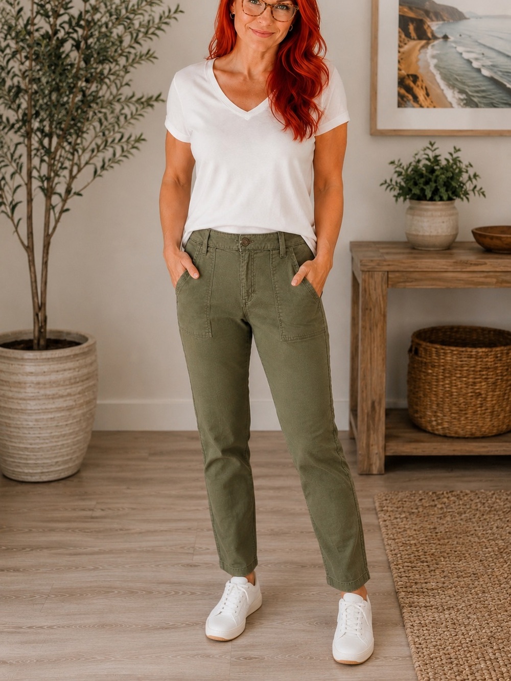 1822 Denim Olive Green Utility Pants